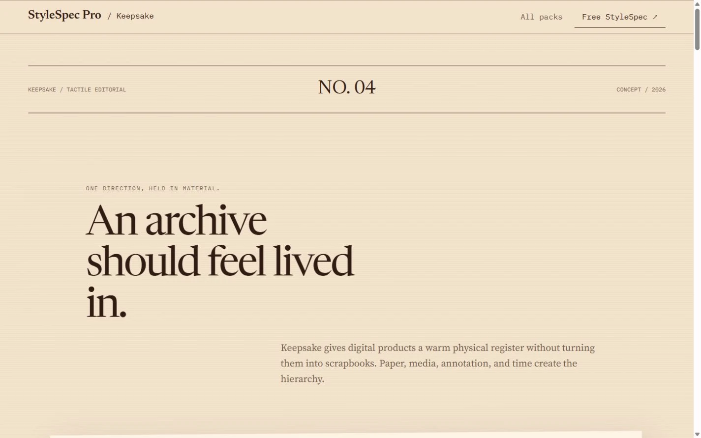 Keepsake showcase with warm paper surfaces and archival typography